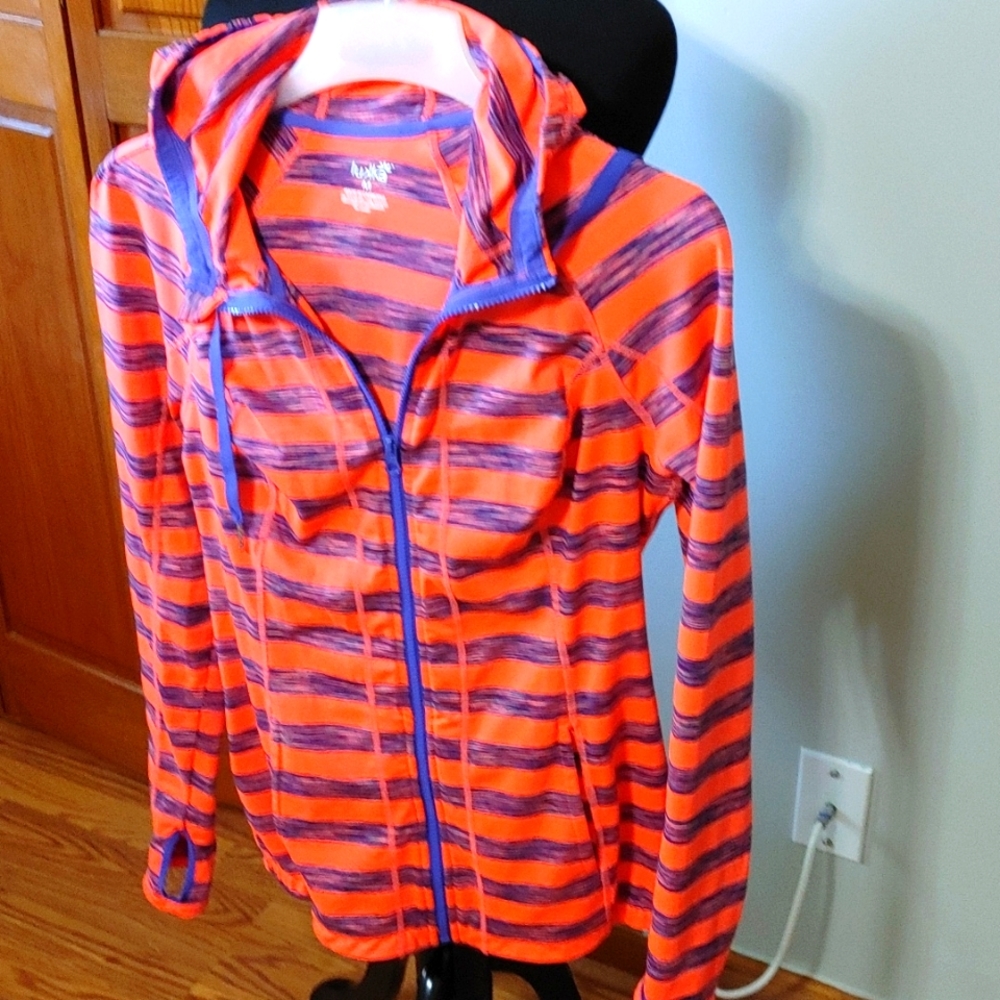 Neon orange/coral hoodie athletic jacket
